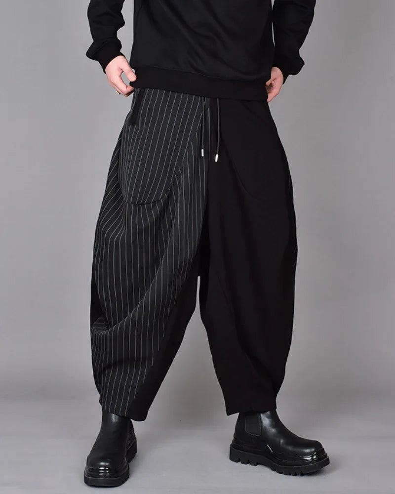 Chic Colorblock Harem Trousers -  versatile fashion pants - Stylish Colorblock Harem Trousers for Modern Wear