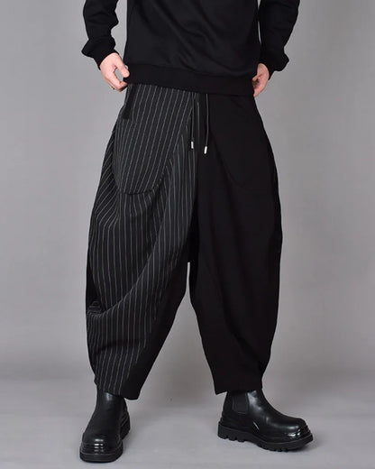Chic Colorblock Harem Trousers -  versatile fashion pants - Stylish Colorblock Harem Trousers for Modern Wear