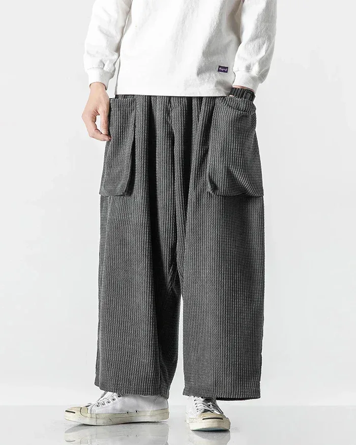 Chic Corduroy Cargo Pants -  elastic waist cargo - Stylish Corduroy Cargo Pants for Everyday Comfort