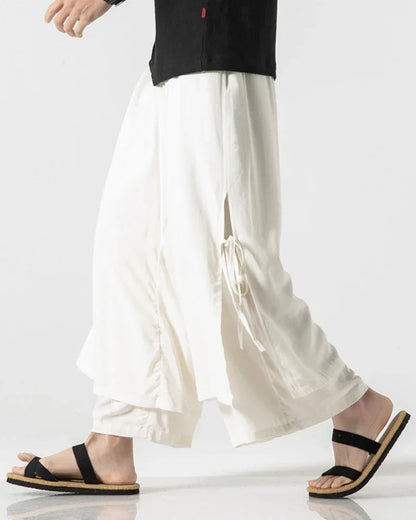 Chic Cotton Hakama Trousers -  cotton pants - Chic Cotton Hakama Trousers for Modern Style
