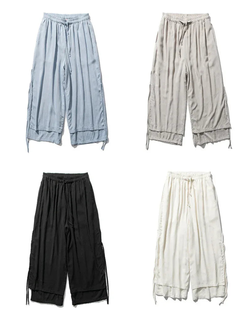 Chic Cotton Hakama Trousers - hakama trousers - Chic Cotton Hakama Trousers for Modern Style