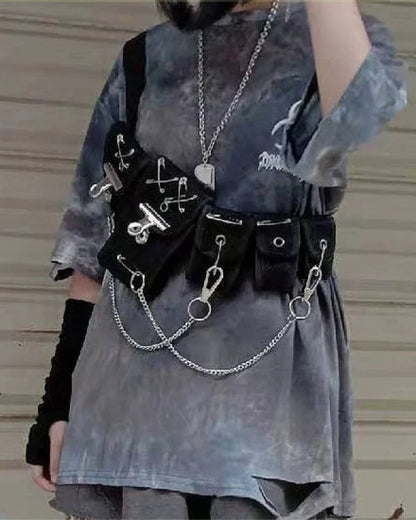 Chic Crossbody Chest Pack - high-quality polyester bag - Chic Black Crossbody Chest Pack for Everyday Use