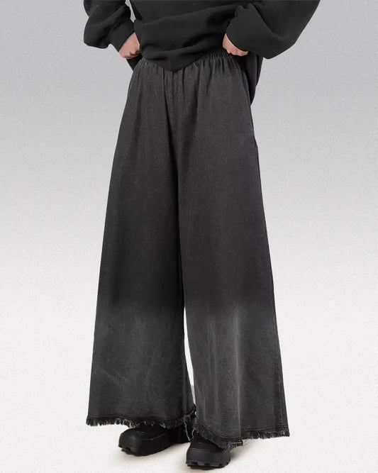 Chic Denim Hakama Pants for Women - denim pants - Chic Denim Hakama Pants for Stylish Women