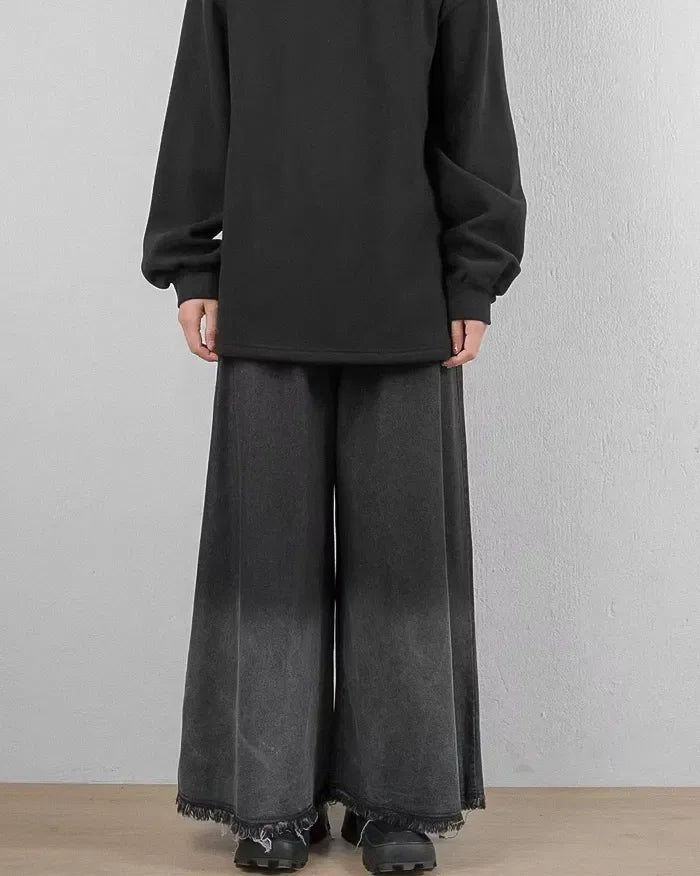 Chic Denim Hakama Pants for Women -  relaxed fit denim - Chic Denim Hakama Pants for Stylish Women