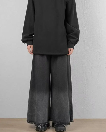 Chic Denim Hakama Pants for Women -  relaxed fit denim - Chic Denim Hakama Pants for Stylish Women