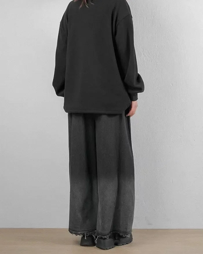 Chic Denim Hakama Pants for Women -  wide-leg pants - Chic Denim Hakama Pants for Stylish Women