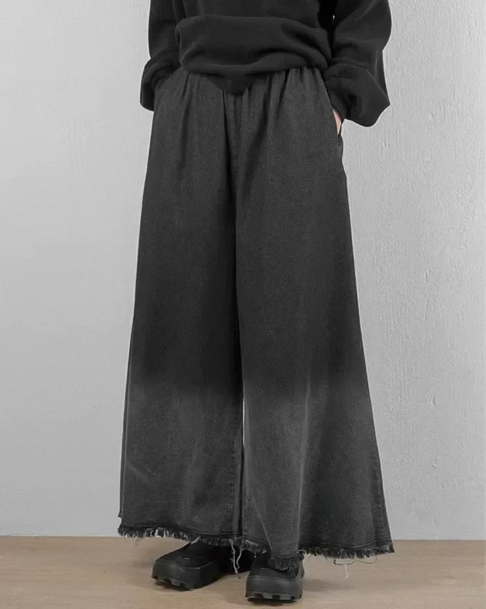 Chic Denim Hakama Pants for Women -  women's fashion - Chic Denim Hakama Pants for Stylish Women