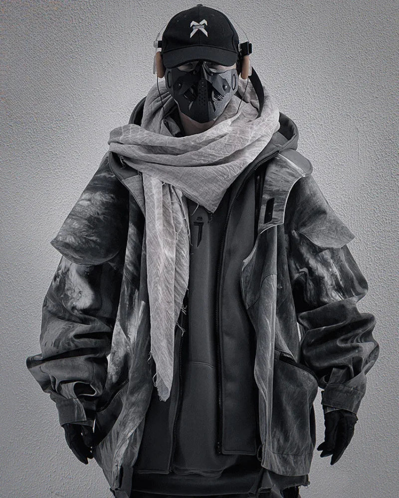 Chic Distressed Duo Jacket - techwear-core - Chic Distressed Duo Jacket for Everyday Wear