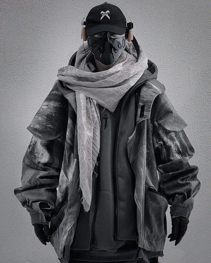 Chic Distressed Duo Jacket - techwear-core - Chic Distressed Duo Jacket for Everyday Wear