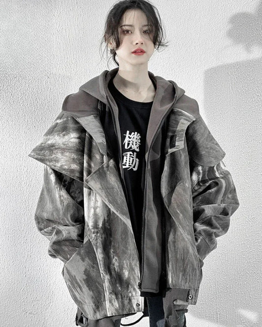 Chic Distressed Duo Jacket - techwear jacket - Chic Distressed Duo Jacket for Everyday Wear