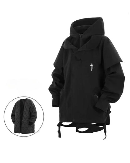 Chic Distressed Duo Jacket - techwear style jacket - Chic Distressed Duo Jacket for Everyday Wear
