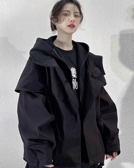Chic Distressed Duo Jacket - techwear style jacket - Chic Distressed Duo Jacket for Everyday Wear