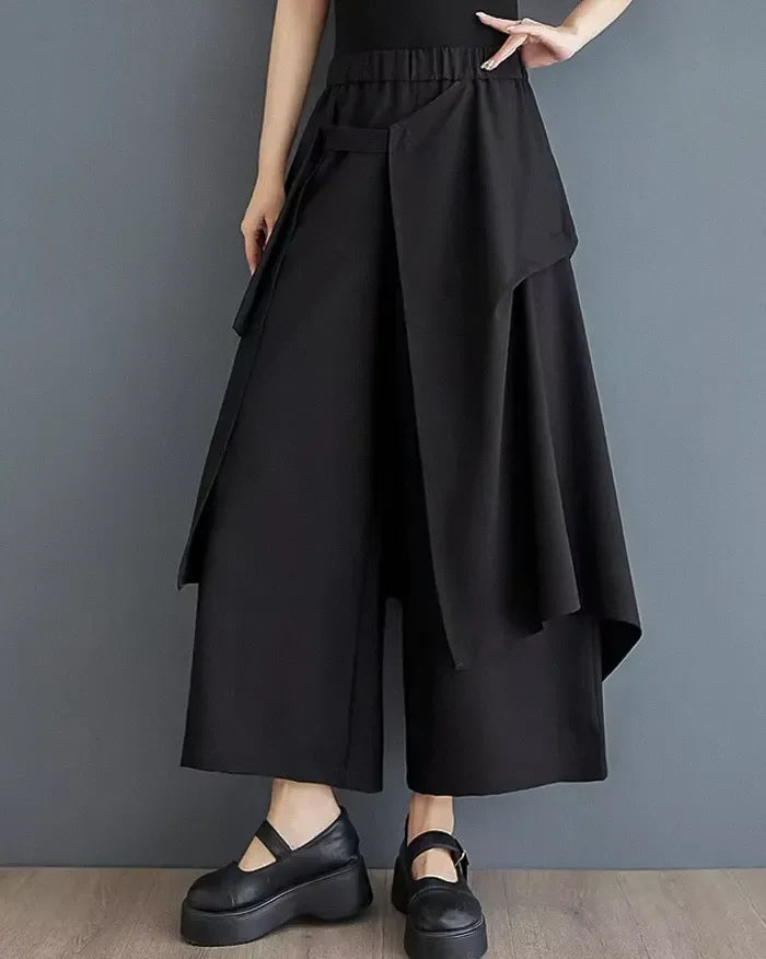 Chic Double-Layered Hakama Pants -  comfortable trousers - Stylish Double-Layered Hakama Pants for Women