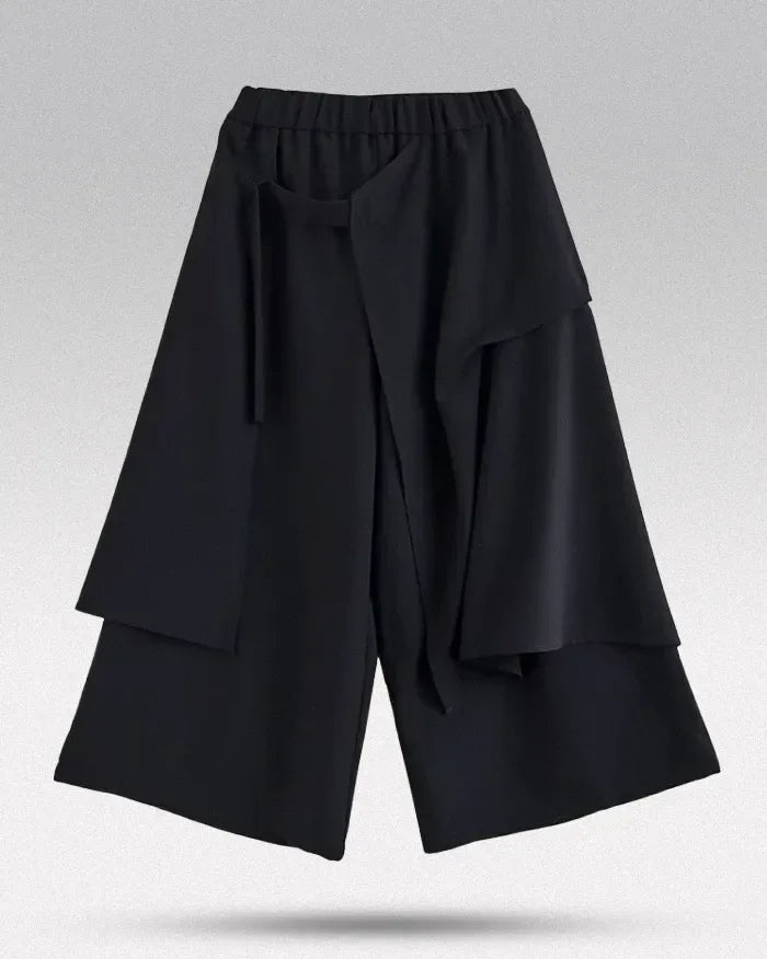 Chic Double-Layered Hakama Pants - versatile style pants - Stylish Double-Layered Hakama Pants for Women