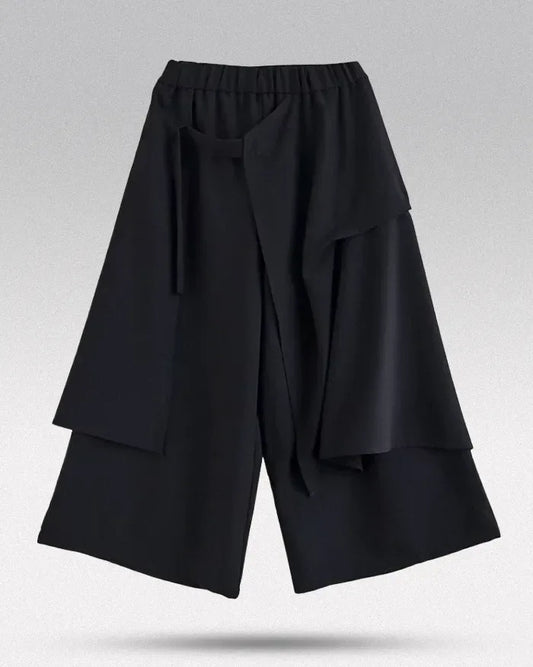 Chic Double-Layered Hakama Pants - versatile style pants - Stylish Double-Layered Hakama Pants for Women