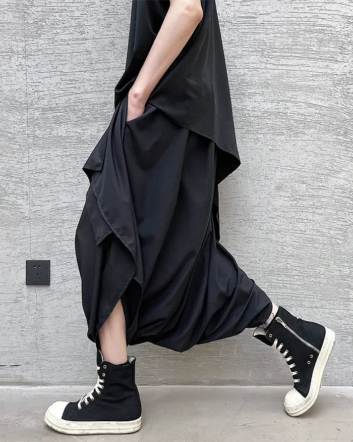 Chic Drop Crotch Pants -  comfortable trousers - Bold Drop Crotch Pants for Unique Style