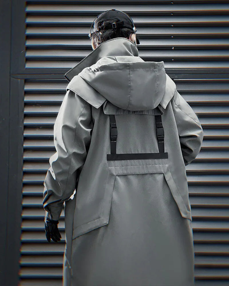 Chic Dual-Zip Long Coat -  black coat - Stylish Dual-Zip Long Coat for Every Occasion