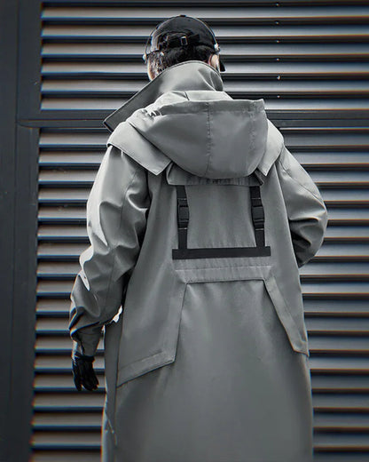 Chic Dual-Zip Long Coat -  black coat - Stylish Dual-Zip Long Coat for Every Occasion
