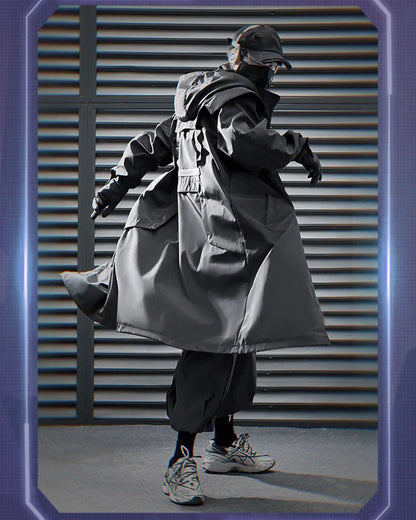 Chic Dual-Zip Long Coat -  techwear long coat - Stylish Dual-Zip Long Coat for Every Occasion