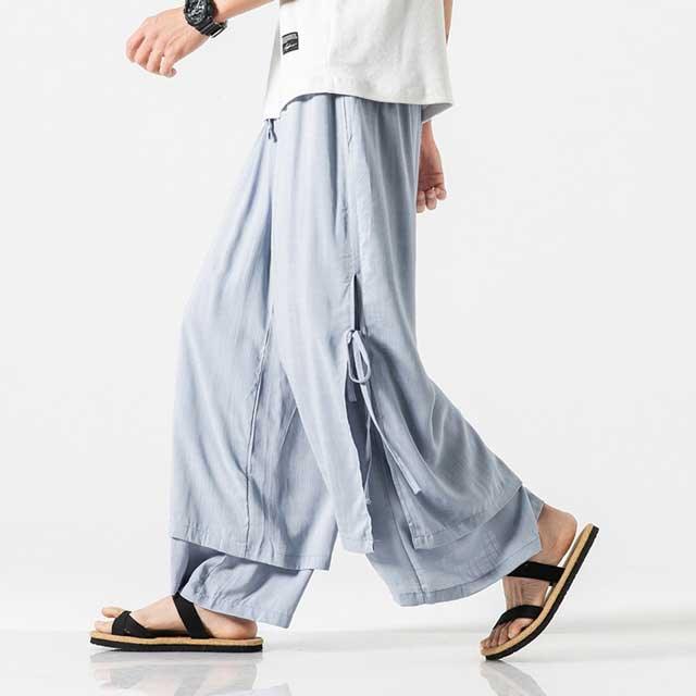 Chic Flowing Wide-Leg Trousers - casual hakama style - Chic Casual Wide-Leg Trousers for Comfort