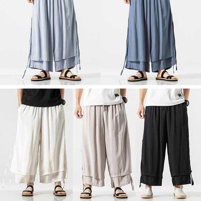 Chic Flowing Wide-Leg Trousers -  hakama pants - Chic Casual Wide-Leg Trousers for Comfort