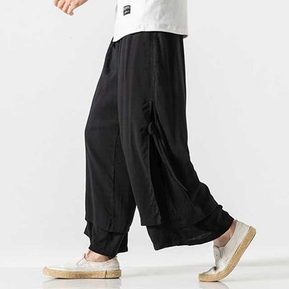 Chic Flowing Wide-Leg Trousers -  martial arts pants - Chic Casual Wide-Leg Trousers for Comfort
