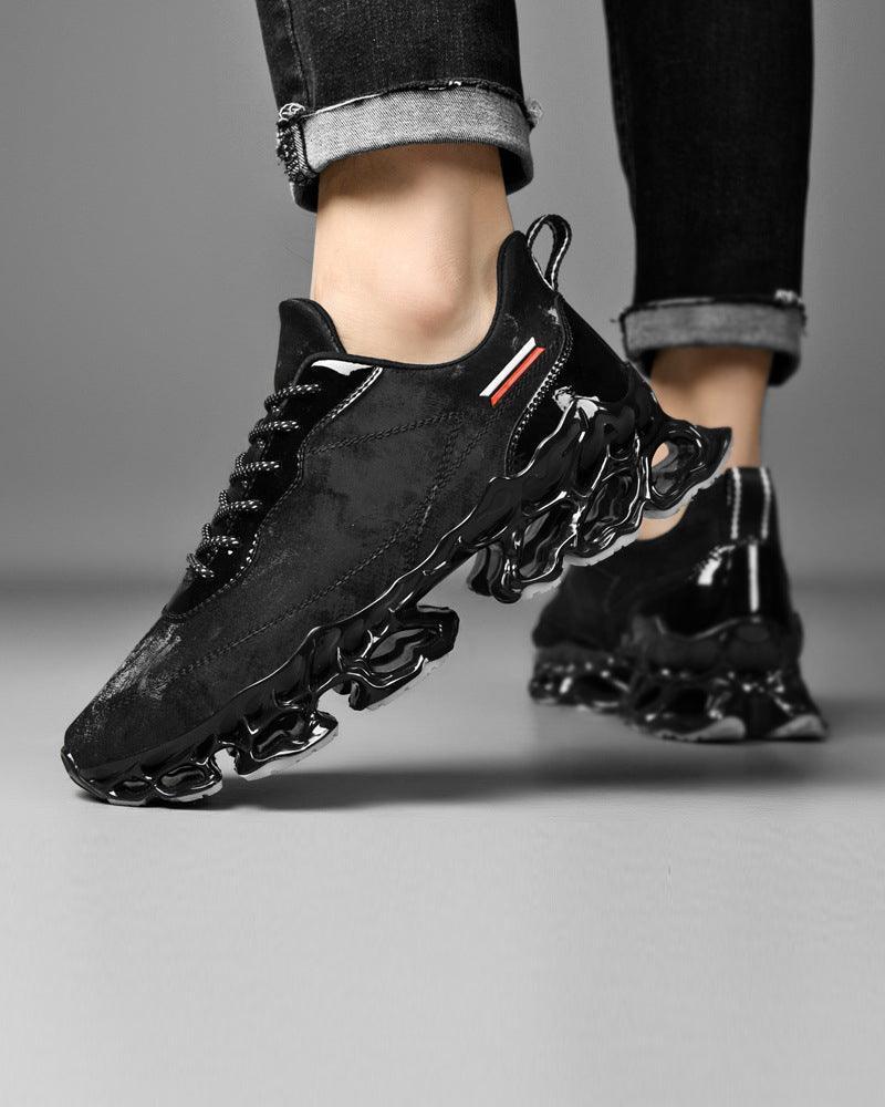 Chic Frosted Leather Sneakers -  breathable mesh fabric - Stylish Frosted Leather Sneakers for Any Outfit