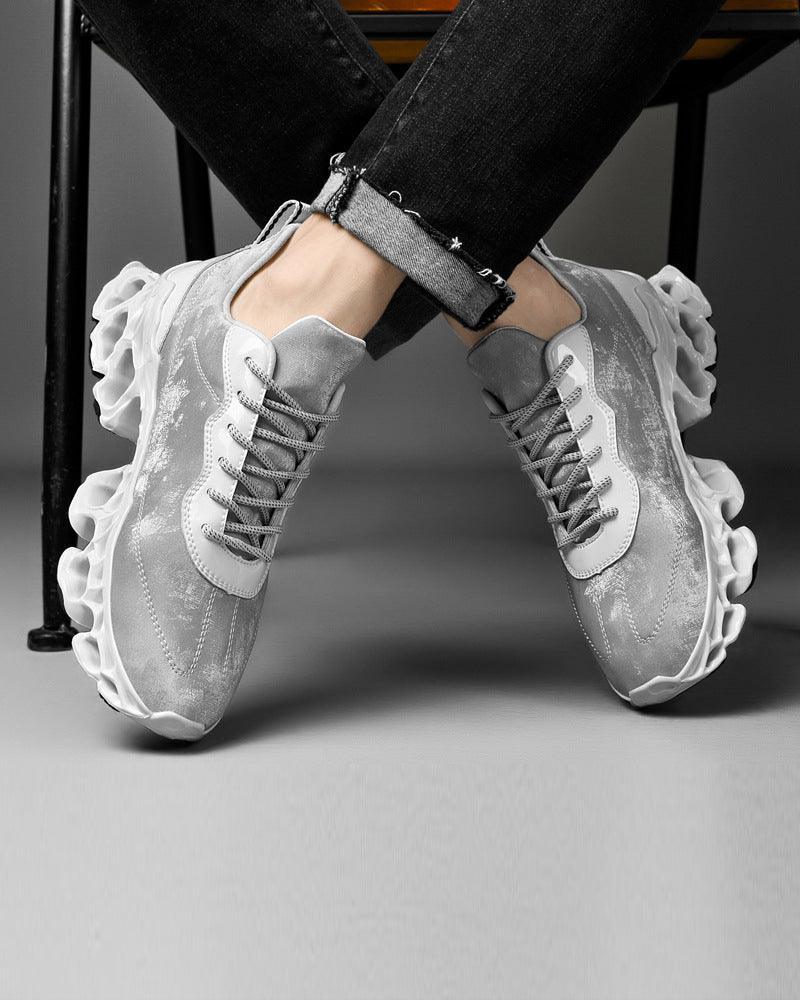 Chic Frosted Leather Sneakers -  comfortable shoes - Stylish Frosted Leather Sneakers for Any Outfit