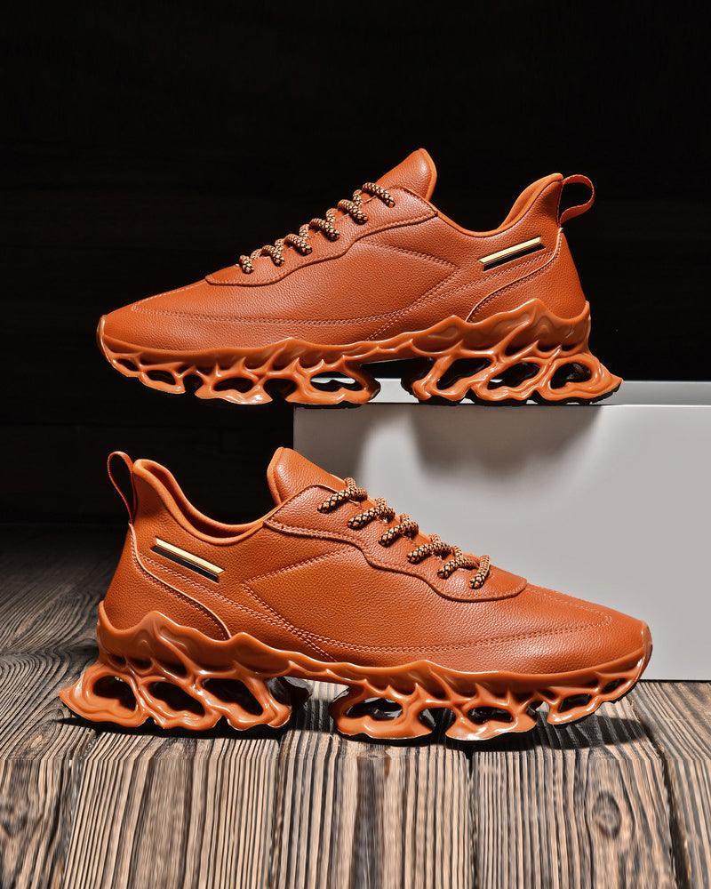 Chic Frosted Leather Sneakers -  techwear shoes - Stylish Frosted Leather Sneakers for Any Outfit