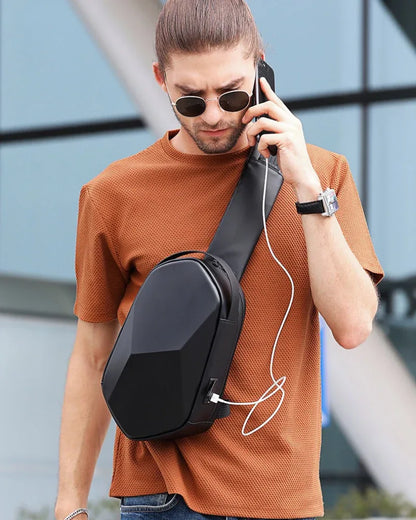 Chic Geometric Sling Pack - sling pack - Chic Geometric Sling Pack with USB Port