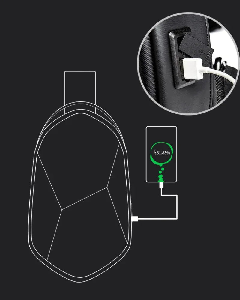 Chic Geometric Sling Pack - techwear-core - Chic Geometric Sling Pack with USB Port