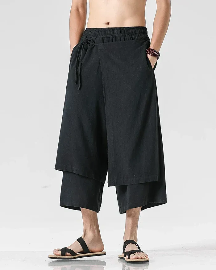 Chic Hakama-Style Trousers -  casual wear - Chic Hakama-Style Trousers for Easy Elegance