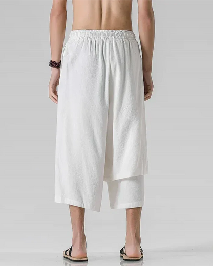 Chic Hakama-Style Trousers -  adjustable waistband - Chic Hakama-Style Trousers for Easy Elegance