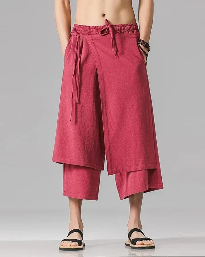 Chic Hakama-Style Trousers -  breathable fabric - Chic Hakama-Style Trousers for Easy Elegance