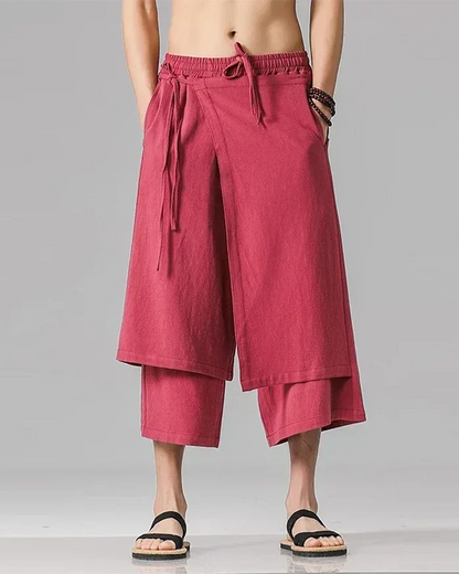 Chic Hakama-Style Trousers -  breathable fabric - Chic Hakama-Style Trousers for Easy Elegance