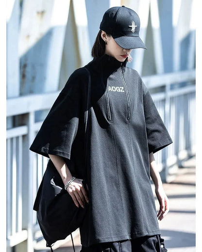 Chic High Neck Urban Top -  cotton high neck shirt - Chic High Neck Urban Top for Modern Style