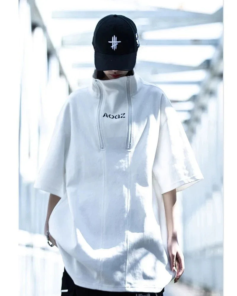 Chic High Neck Urban Top -  streetwear - Chic High Neck Urban Top for Modern Style