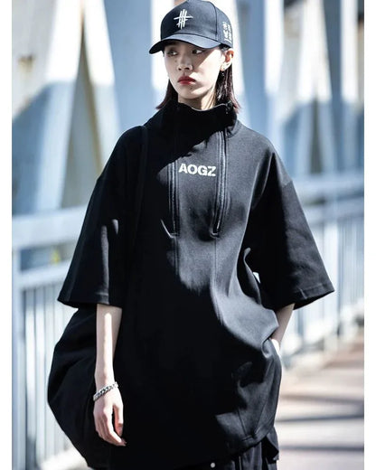 Chic High Neck Urban Top - stylish streetwear top - Chic High Neck Urban Top for Modern Style