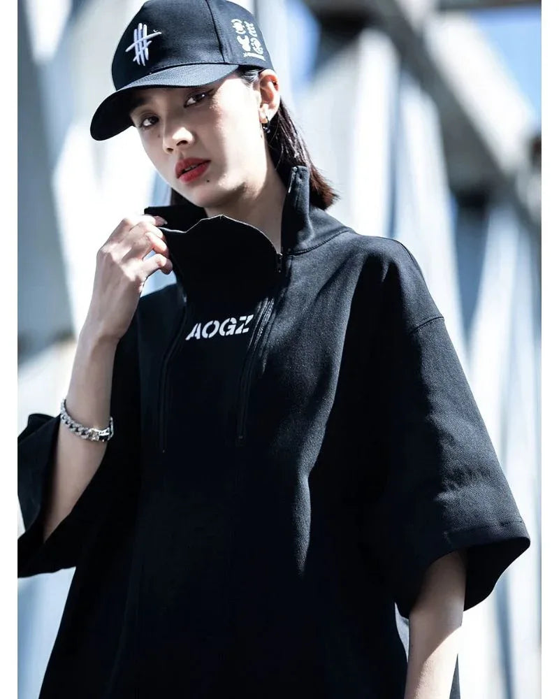 Chic High Neck Urban Top -  techwear - Chic High Neck Urban Top for Modern Style
