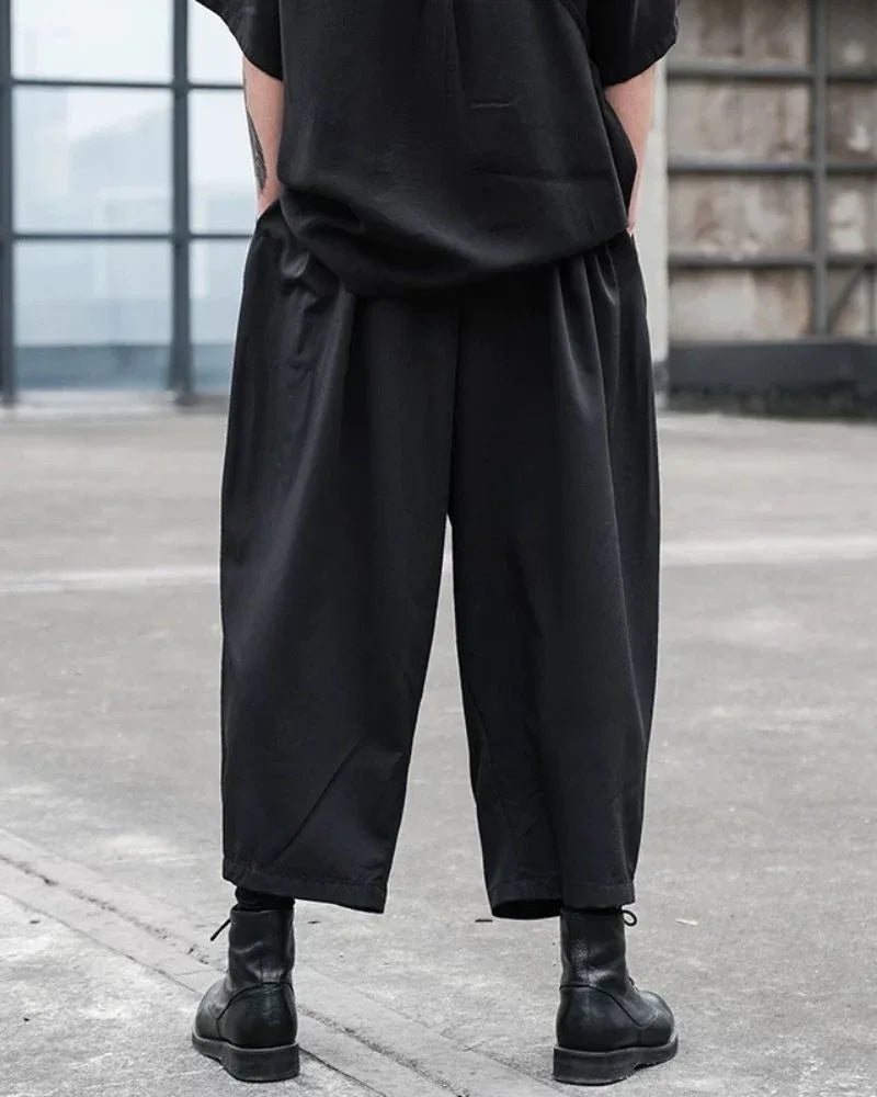 Chic High-Waist Tech Trousers -  black trousers - Chic High-Waist Tech Trousers for Urban Style