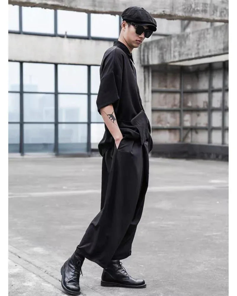 Chic High-Waist Tech Trousers -  functional pockets pants - Chic High-Waist Tech Trousers for Urban Style