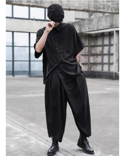 Chic High-Waist Tech Trousers -  techwear pants - Chic High-Waist Tech Trousers for Urban Style