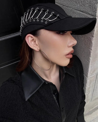 Chic Hollow Chain Beanie -  cotton twill - Chic Hollow Chain Beanie for Bold Style