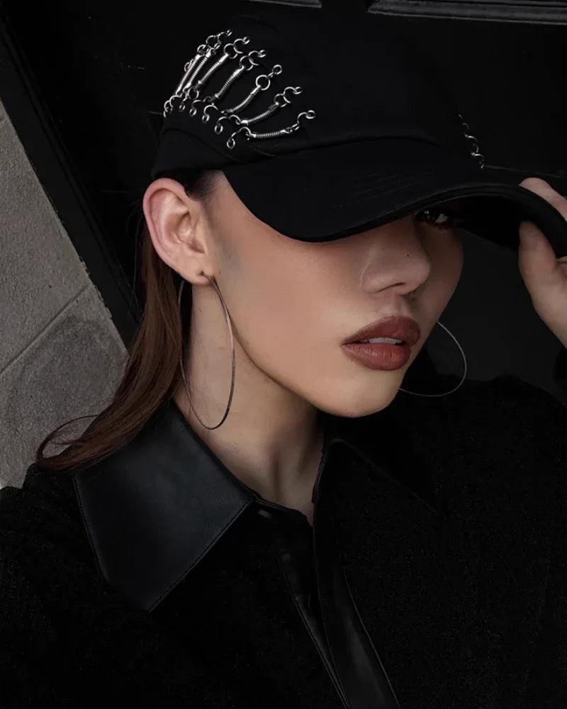 Chic Hollow Chain Beanie -  metal chain - Chic Hollow Chain Beanie for Bold Style