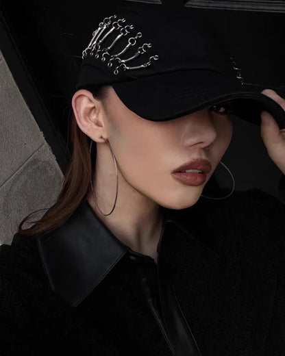 Chic Hollow Chain Beanie -  metal chain - Chic Hollow Chain Beanie for Bold Style