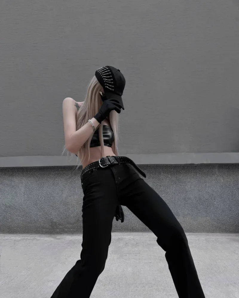 Chic Hollow Chain Beanie -  street punk - Chic Hollow Chain Beanie for Bold Style