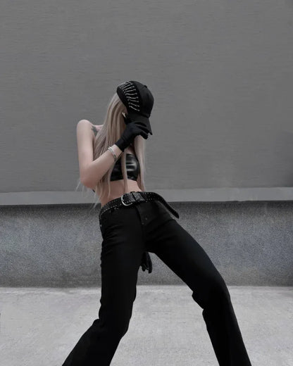 Chic Hollow Chain Beanie -  street punk - Chic Hollow Chain Beanie for Bold Style
