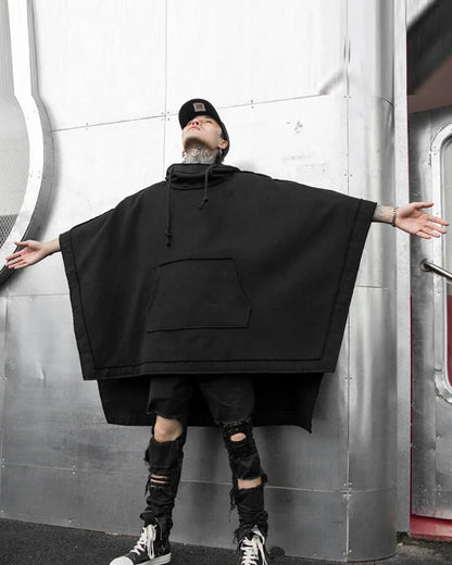 Chic Hooded Batwing Wrap -  ninja aesthetic - Chic Hooded Batwing Wrap for Trendy Looks