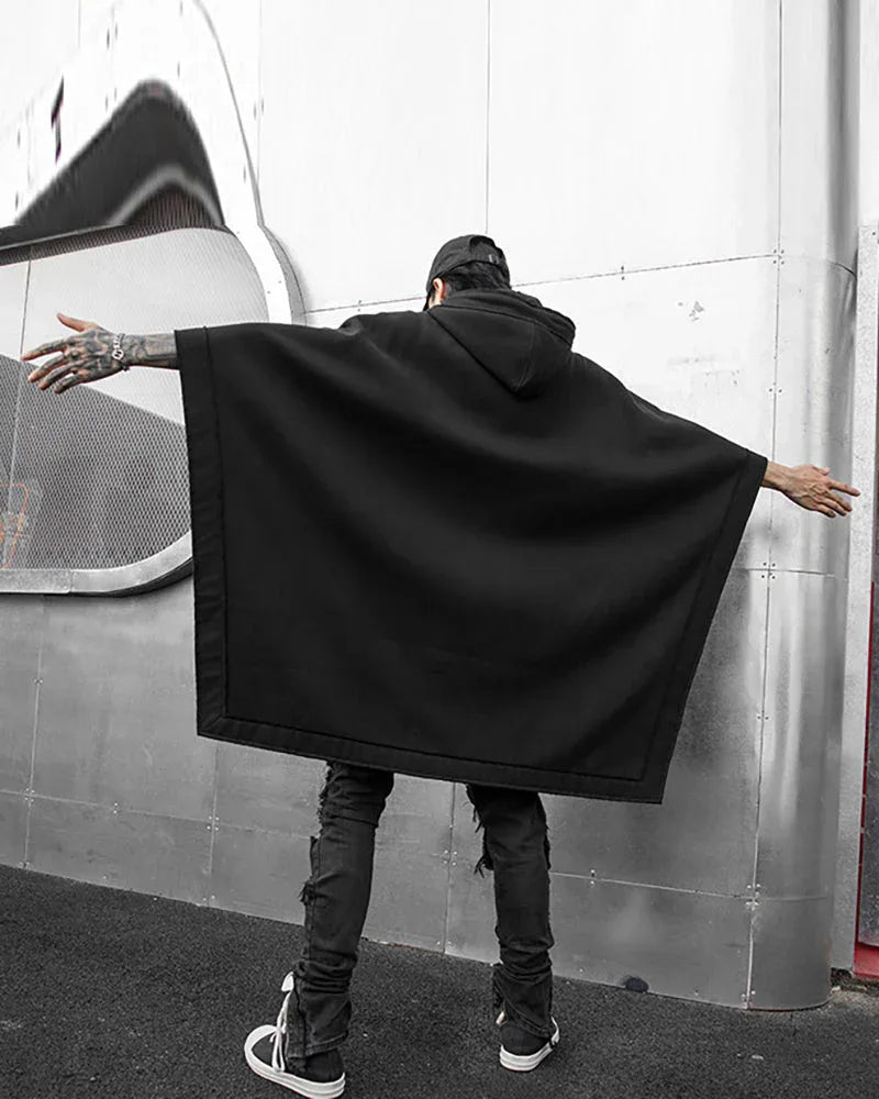 Chic Hooded Batwing Wrap -  streetwear - Chic Hooded Batwing Wrap for Trendy Looks