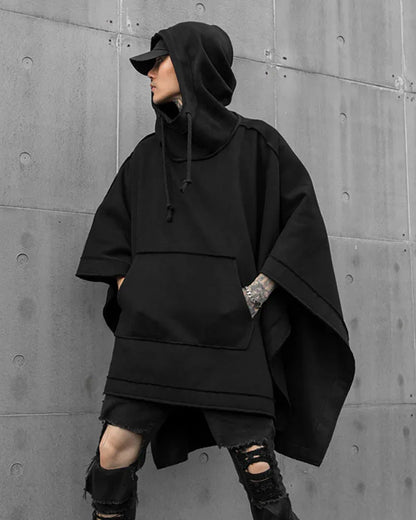 Chic Hooded Batwing Wrap - techwear - Chic Hooded Batwing Wrap for Trendy Looks